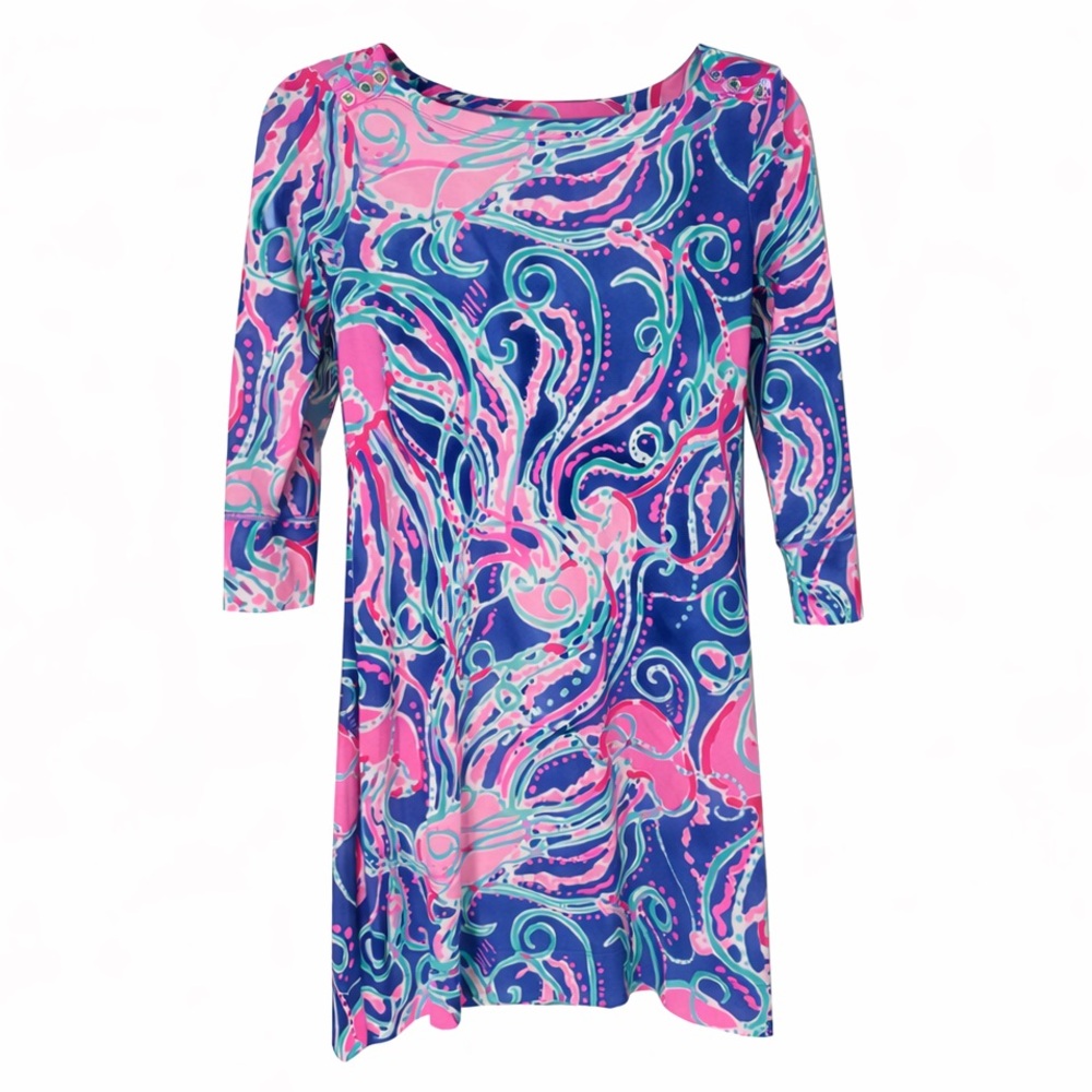 Lilly Pulitzer Colorful 3/4 Sleeve Mini Shirt Dress